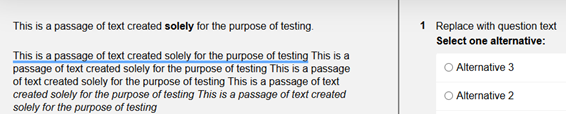 Screenshot of the highlighting option in use for Inspera